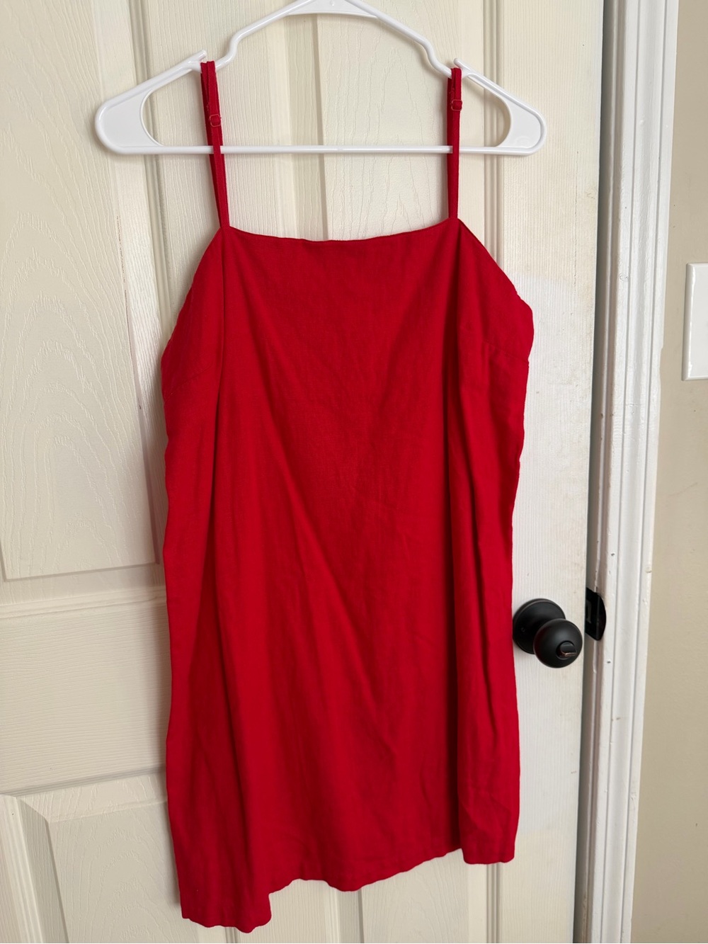 Red Linen Mini Dress M